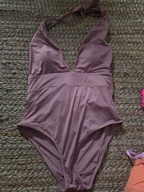 Cupshe Mauve Pink Halter One-Piece Swimsuit